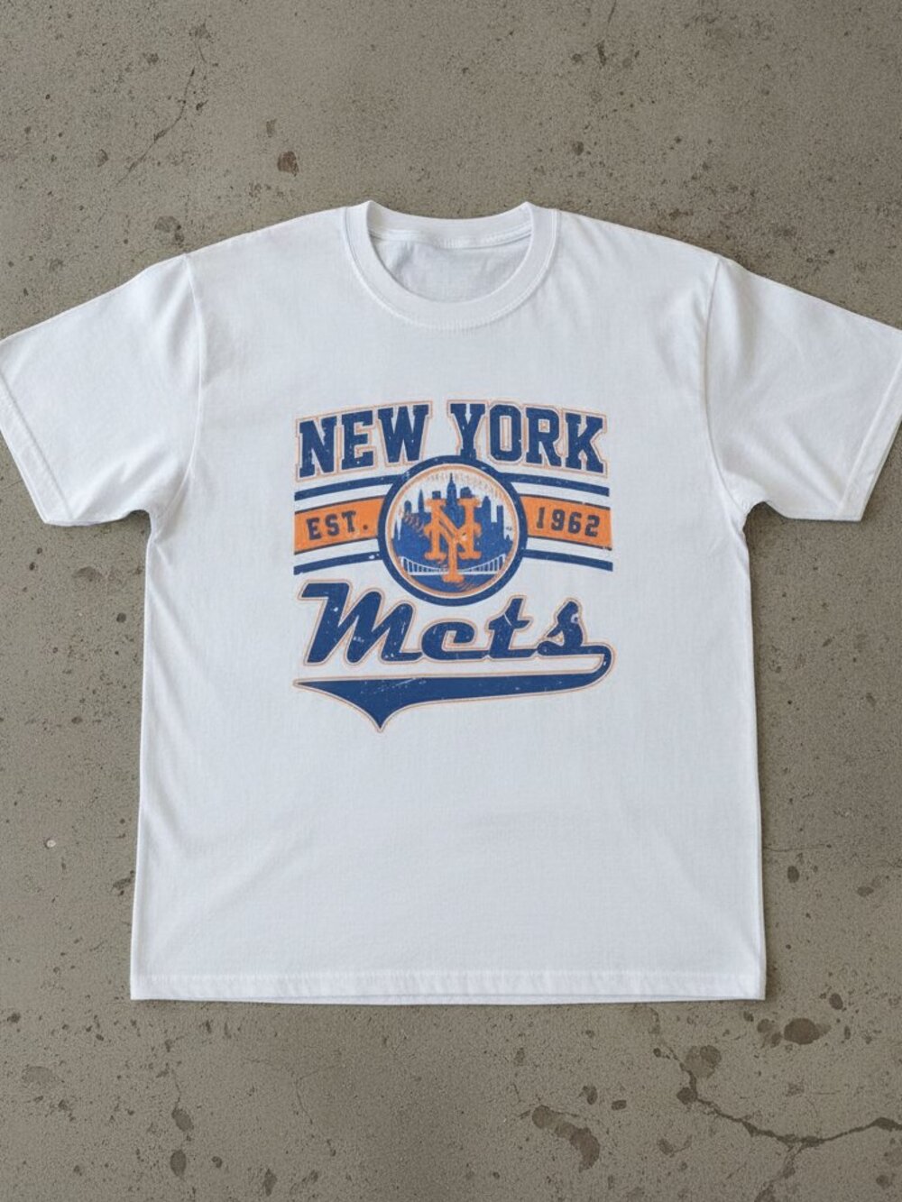 New York Mets Est 1962 Retro Vintage MLB Baseball Fan White Tee
